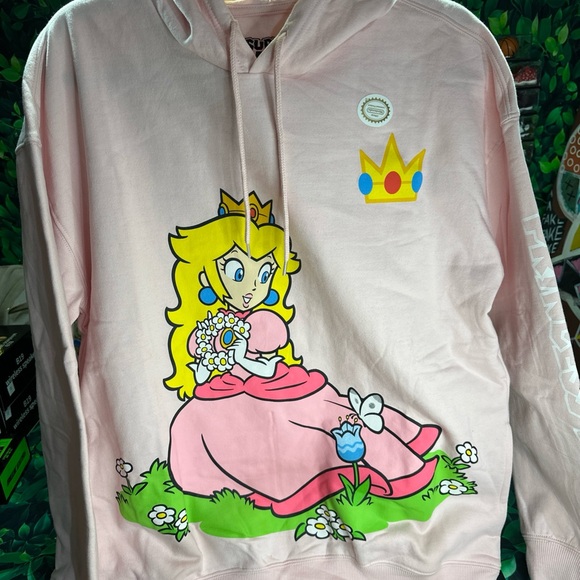 Hybrid Apparel Tops - Hybrid Apparel Super Mario Princess Peach Pink Hoodie Size Medium Big & Tall